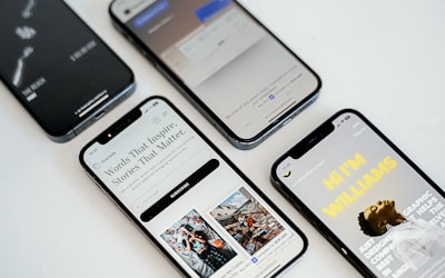 Smartphones displaying various app interfaces, emphasizing modern web design and digital experiences relevant to Markanyx's web solutions.