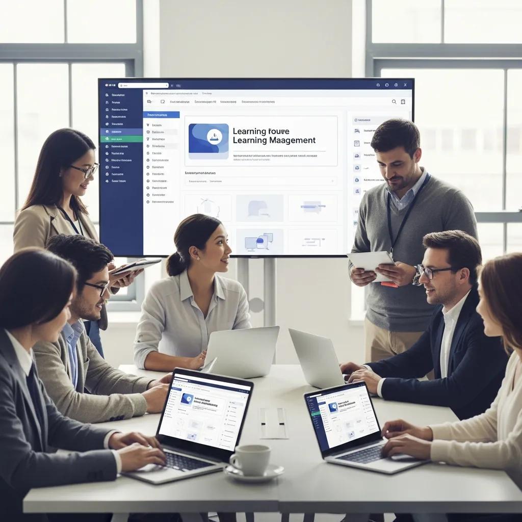 Modern office collaboration on learning technologies with diverse professionals