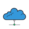 The image features a simple, minimalist icon representing cloud computing or cloud services. The icon consists of a cloud shape outlined in light blue, with no additional details or text. The design is clean and straightforward, set against a white background, emphasizing the concept of cloud storage, cloud computing, or online services. The overall visual conveys the idea of data or services being stored and accessed in the cloud.